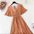 2021 Summer Women Ruffled Short-sleeved Chiffon Dress V-neck High Waist Floral Print Beach Midi Dresses For Women - ALLURELATION - 578, Best choice for ladies, Best choice for the gift, best quality dress, Best selling dresses, Best summer dress for ladies, Cute Dresses, fancy gift, Fashion Dresses, Floral Print casual dress, gift for birthday, gift for the anniversary, luxury dress, Stylish dress, Stylish Dresses, Summer Dresses - Stevvex.com