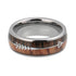 Elegant Mens Tungsten Carbide Rings Luxury Womens Wedding Bands Koa Wood Arrow With Inlay Domed Polished Shiny Comfort Fit