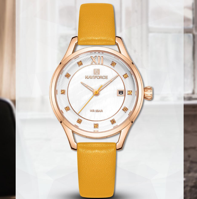 Women's Elegant  Watch With Leather  Belt And Metal Case Waterproof Wristwatch Excellent Design Perfect Gift