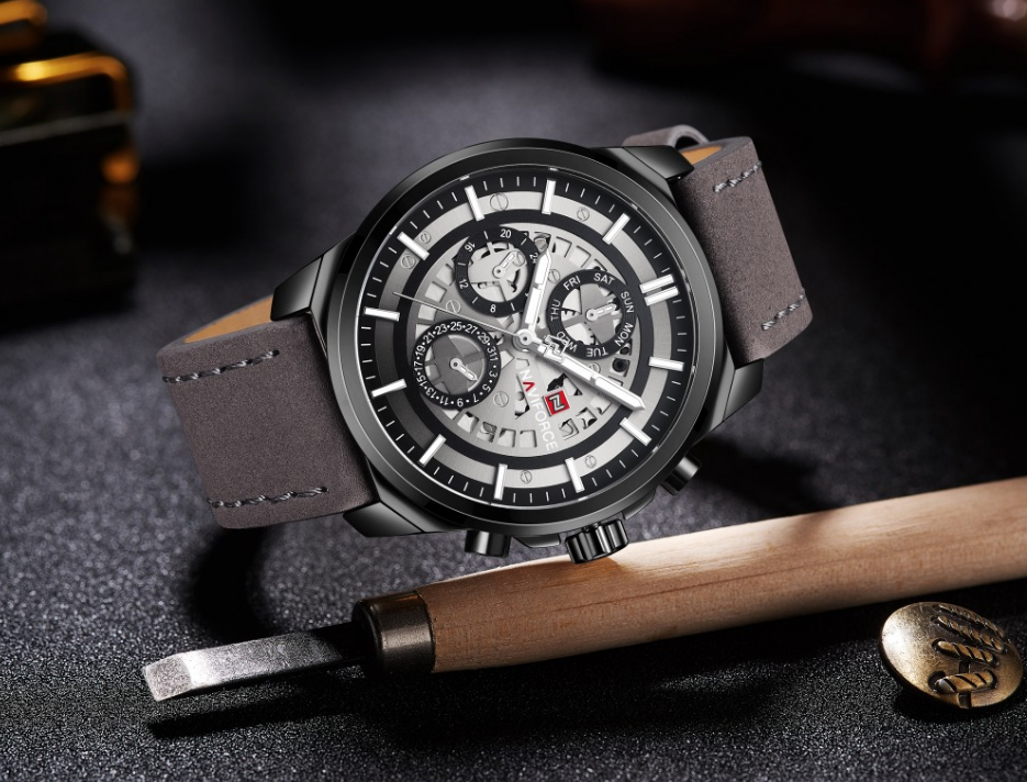 Sports Men's Leather Waterproof Date Display Casual Analog Luxury Watches Unique Design Perfect Gift