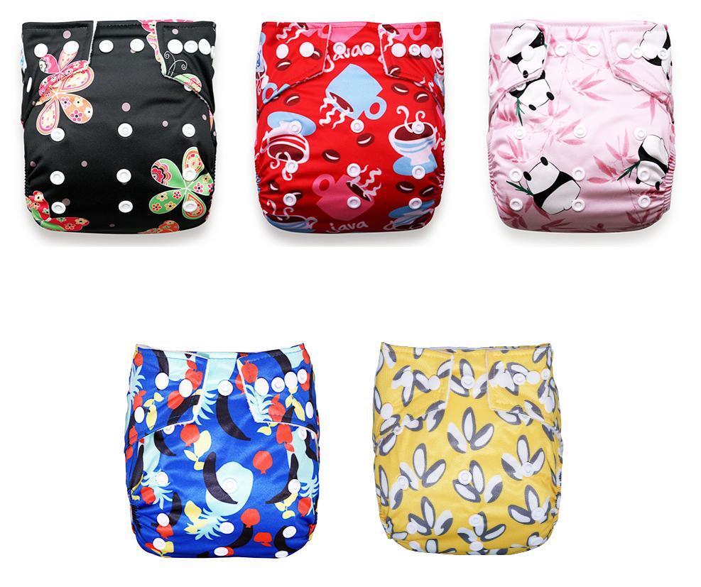 Modern Luxury Printed Baby Nappy 5pcs/Lot Washable Diapers Good Quality Pocket Diaper For Kids