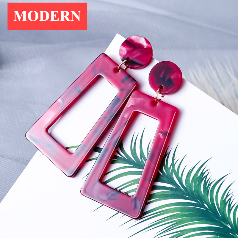 Elegant Geometric Acrylic Fashion Statement Drop Perfect Earrings For Women Vintage Resin Oval Modern Round Dangle Earring 2020 Brincos Wedding Jewelry