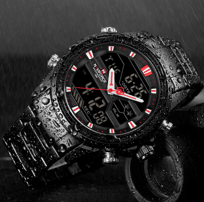 Mens Wrist Watch, Waterproof Analog Digital Watches Multifunction Stainless Steel Business Watches For Man Perfect Gift