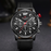 Mens Waterproof Sport Watch With Chronometers Day View And Cross-Matte Background Modern Man Watch