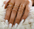 Bohemian Geometric Rings Sets Clear Crystal Stone Gold Chain Opening Rings for Women Jewelry Accessories