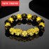 Luxury Black Obsidian Stone Beads Bracelet Gold Color Buddha Good Luck Wealth Bracelets for Women and Men