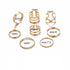 Original Design Gold Color Round Hollow Geometric Rings Set For Women Fashion With Cross Twist Open Ring Design