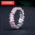 Fashion Luxury Multicolor Charm AAA Baguette Cubic Zirconia Wedding Rings for Women T Shape Stone Party Jewelry