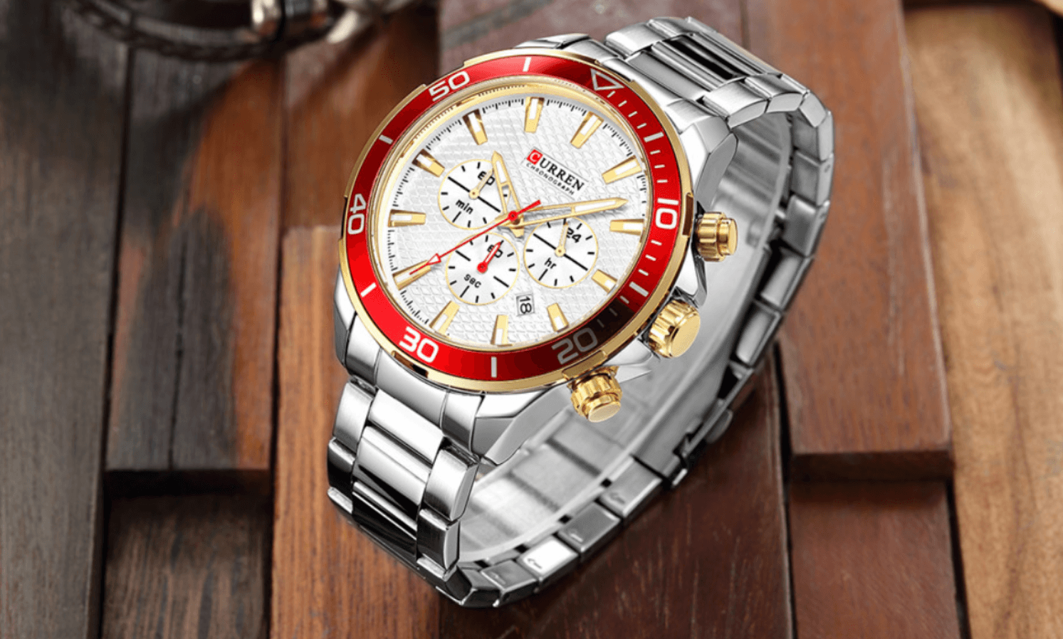 Men's Waterproof Watch With Chronometers, Date Display Excellent Background Unique Design Perfect Gift