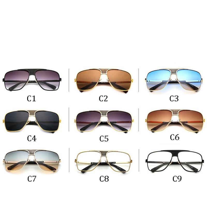 Modern Luxury Fashion Metal Gradient Square Big Frame Men's Sunglasses Brand Design Driving Sunglasses Retro Glasses Oculos De Sol