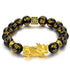 Luxury Black Obsidian Stone Beads Bracelet Gold Color Buddha Good Luck Wealth Bracelets for Women and Men