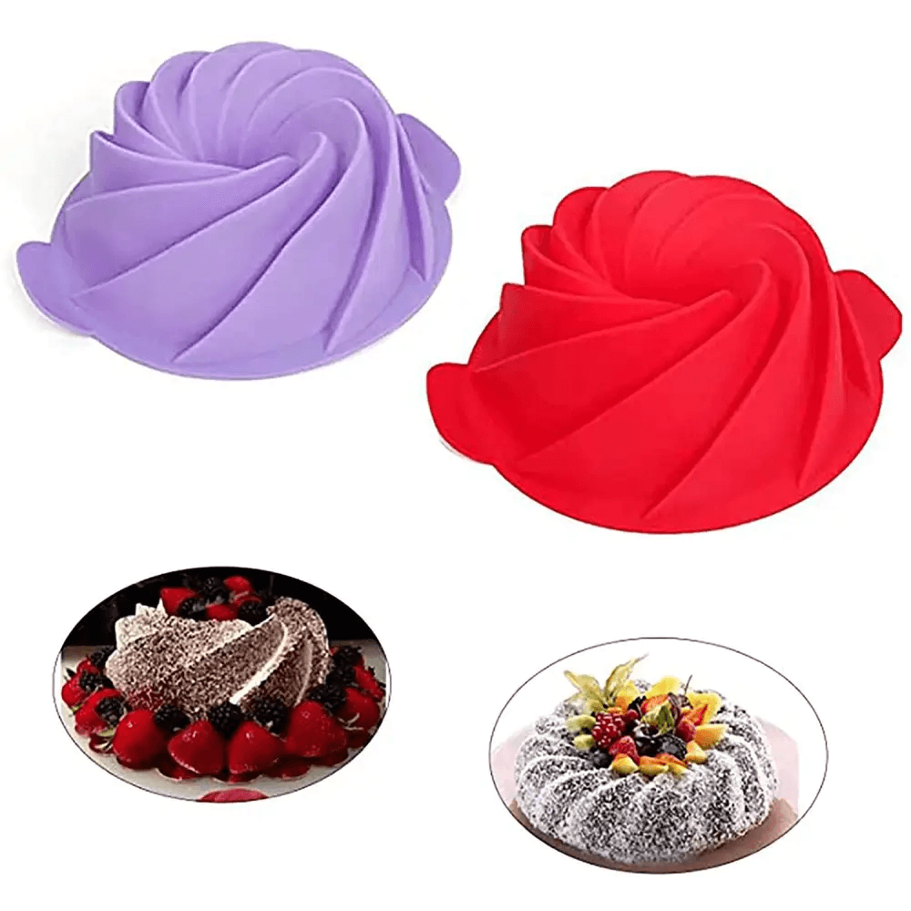 2PCS New Luxury Large Spiral shape silicone Bundt Cake Pan 10- inch, Bread Bakeware Mold baking Tools Cyclone Shape Cake Mould Baking Tool - ALLURELATION - 501, Backing shapers, Best Quality cooking tool, Best selling kitchen tools, Bread Bakeware, Cake Mould Baking Tool, Cooking Tools, Cooking utensils, Cyclone Shape, Easy To Clean, Easy to use, Kitchen Accessories, Kitchen gadgets, Large Spiral shape, Luxury shapers, Mold baking Tools, reuseable shapers, shaper, silicone Bundt Cake Pan - Stevvex.com