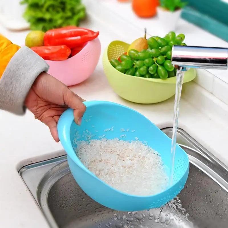 2PCS Nordic Food Grade Plastic Rice Beans Peas Washing Filter Strainer Basket Sieve Drainer Cleaning Gadget Food Grade