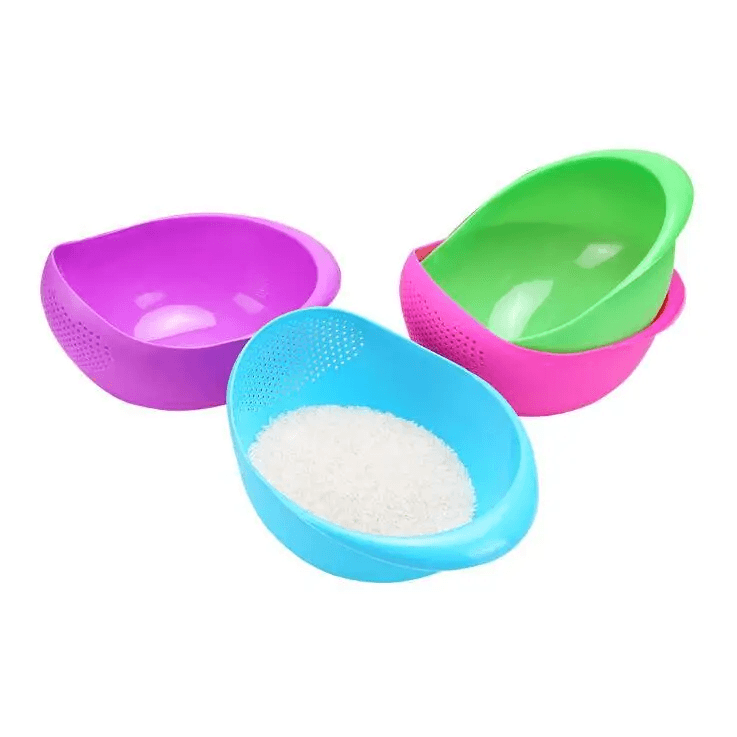 2PCS Nordic Food Grade Plastic Rice Beans Peas Washing Filter Strainer Basket Sieve Drainer Cleaning Gadget Food Grade