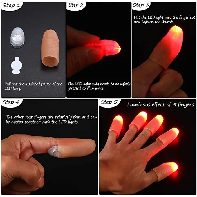 2pcs Red Lightup Magic Thumbs LED Magic Fingers Tricks Thumb Props Amazing Ultra Bright Light Festival Party Toys Illusion Magic Gadgets - STEVVEX Gadgets - 739, fingers magic trick, gadgets, led magic thumb props, magic, magic gadget, magic gadgets, magic thumb, magic trick, red thumb props, thumb props, thumb tricks - Stevvex.com