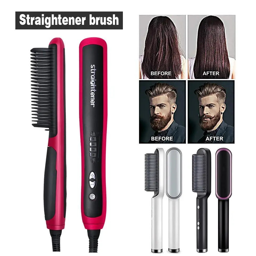 3 IN 1 Multifunctional Hair Straightener Comb Hair Black Red Straightening Brush Portable Comb Fast Heating Men Beard Straightener For Traveling Perfect Gift For Adults - STEVVEX Beauty - 3 in 1 hair Straightener, 756, Beard Straightener, Hair Straightener, Men Beard Straightener, Multifunctional Men Beard Straightener, Multifunctional Straightener, Straightener, Straightener for hair, Straightening Brush, Straightening Comb, Women Hair Straightener - Stevvex.com