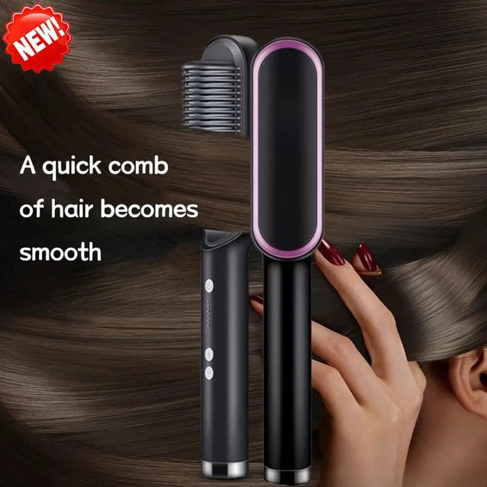 3 IN 1 Multifunctional Hair Straightener Comb Hair Black Red Straightening Brush Portable Comb Fast Heating Men Beard Straightener For Traveling Perfect Gift For Adults - STEVVEX Beauty - 3 in 1 hair Straightener, 756, Beard Straightener, Hair Straightener, Men Beard Straightener, Multifunctional Men Beard Straightener, Multifunctional Straightener, Straightener, Straightener for hair, Straightening Brush, Straightening Comb, Women Hair Straightener - Stevvex.com