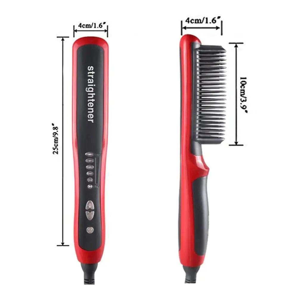 3 IN 1 Multifunctional Hair Straightener Comb Hair Black Red Straightening Brush Portable Comb Fast Heating Men Beard Straightener For Traveling Perfect Gift For Adults - STEVVEX Beauty - 3 in 1 hair Straightener, 756, Beard Straightener, Hair Straightener, Men Beard Straightener, Multifunctional Men Beard Straightener, Multifunctional Straightener, Straightener, Straightener for hair, Straightening Brush, Straightening Comb, Women Hair Straightener - Stevvex.com