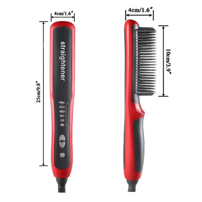 3 IN 1 Multifunctional Hair Straightener Comb Hair Black Red Straightening Brush Portable Comb Fast Heating Men Beard Straightener For Traveling Perfect Gift For Adults - STEVVEX Beauty - 3 in 1 hair Straightener, 756, Beard Straightener, Hair Straightener, Men Beard Straightener, Multifunctional Men Beard Straightener, Multifunctional Straightener, Straightener, Straightener for hair, Straightening Brush, Straightening Comb, Women Hair Straightener - Stevvex.com