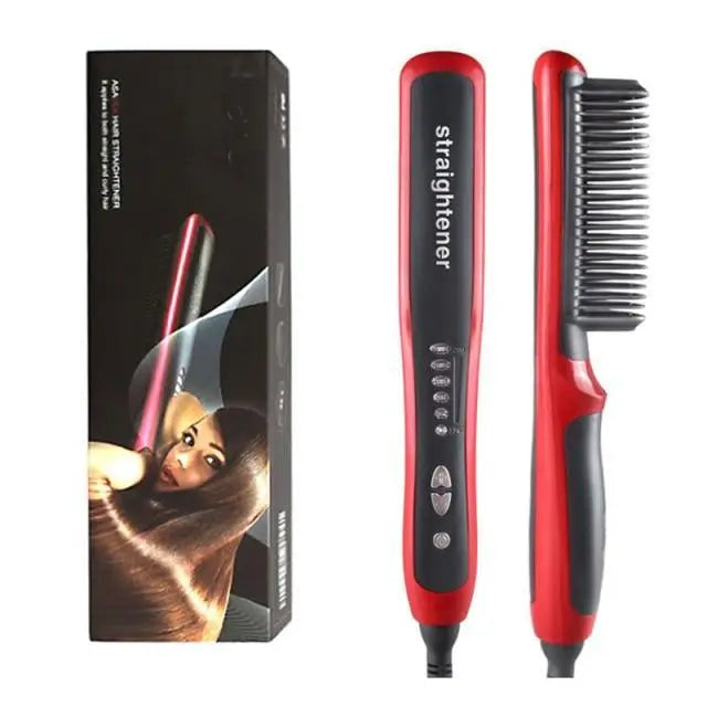 3 IN 1 Multifunctional Hair Straightener Comb Hair Black Red Straightening Brush Portable Comb Fast Heating Men Beard Straightener For Traveling Perfect Gift For Adults - STEVVEX Beauty - 3 in 1 hair Straightener, 756, Beard Straightener, Hair Straightener, Men Beard Straightener, Multifunctional Men Beard Straightener, Multifunctional Straightener, Straightener, Straightener for hair, Straightening Brush, Straightening Comb, Women Hair Straightener - Stevvex.com