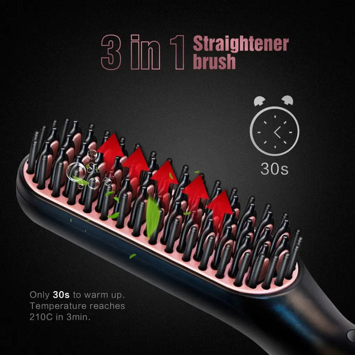 3 IN 1 Multifunctional Hair Straightener Comb Hair Black Red Straightening Brush Portable Comb Fast Heating Men Beard Straightener For Traveling Perfect Gift For Adults - STEVVEX Beauty - 3 in 1 hair Straightener, 756, Beard Straightener, Hair Straightener, Men Beard Straightener, Multifunctional Men Beard Straightener, Multifunctional Straightener, Straightener, Straightener for hair, Straightening Brush, Straightening Comb, Women Hair Straightener - Stevvex.com