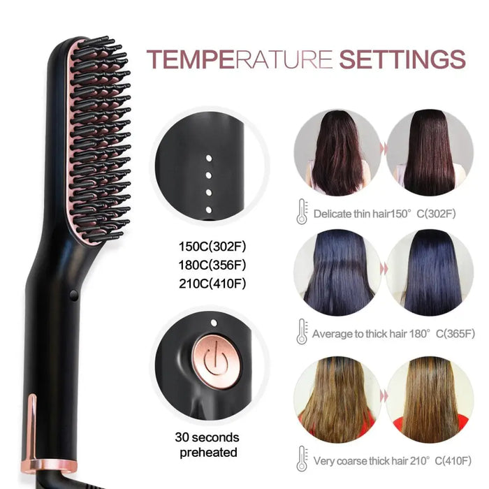 3 IN 1 Multifunctional Hair Straightener Comb Hair Black Red Straightening Brush Portable Comb Fast Heating Men Beard Straightener For Traveling Perfect Gift For Adults - STEVVEX Beauty - 3 in 1 hair Straightener, 756, Beard Straightener, Hair Straightener, Men Beard Straightener, Multifunctional Men Beard Straightener, Multifunctional Straightener, Straightener, Straightener for hair, Straightening Brush, Straightening Comb, Women Hair Straightener - Stevvex.com