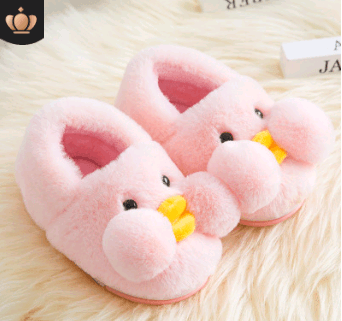 Winter Cute Cartoon Kids Soft Cotton Shoes Baby Shoe Small Yellow Duck Slippers For Children