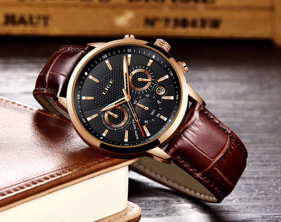 Men's  Waterproof Watch With Chronometers Day View Sport Analog Watches Excellent Look Perfect Gift For Him