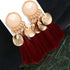 Bohemian Tassel Crystal Long Drop Earrings for Women Red Cotton Silk Fabric Fringe Earrings Fashion Woman Jewelry