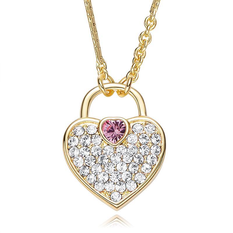 Warme Farben Amazing Crystal From Stevvex Necklace Elegant Women Heart Lock Inlaid Modern Rhinestone Pendant Necklace Fine Jewelry Epic Choker Necklace