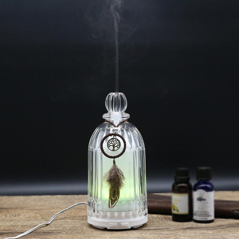 Aromatherapy Diffuser - Professional Grade - Wood and Glass Premium Essential Oil Diffuser Oils Humidifier, Nebulizer, Nebulizing Professional Machine, Waterless