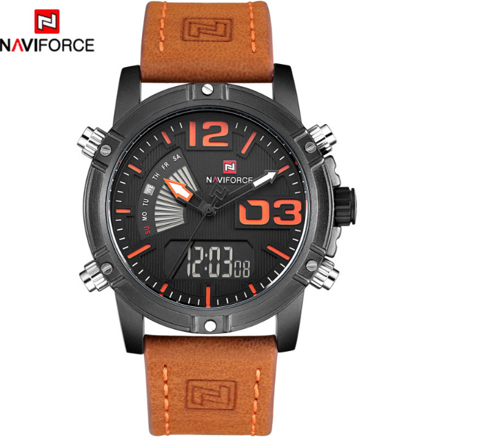 Men's Multifunction Digital Analog Waterproof Watch With Alarm And Automatic Time Zones Unique Design Excellent Gift