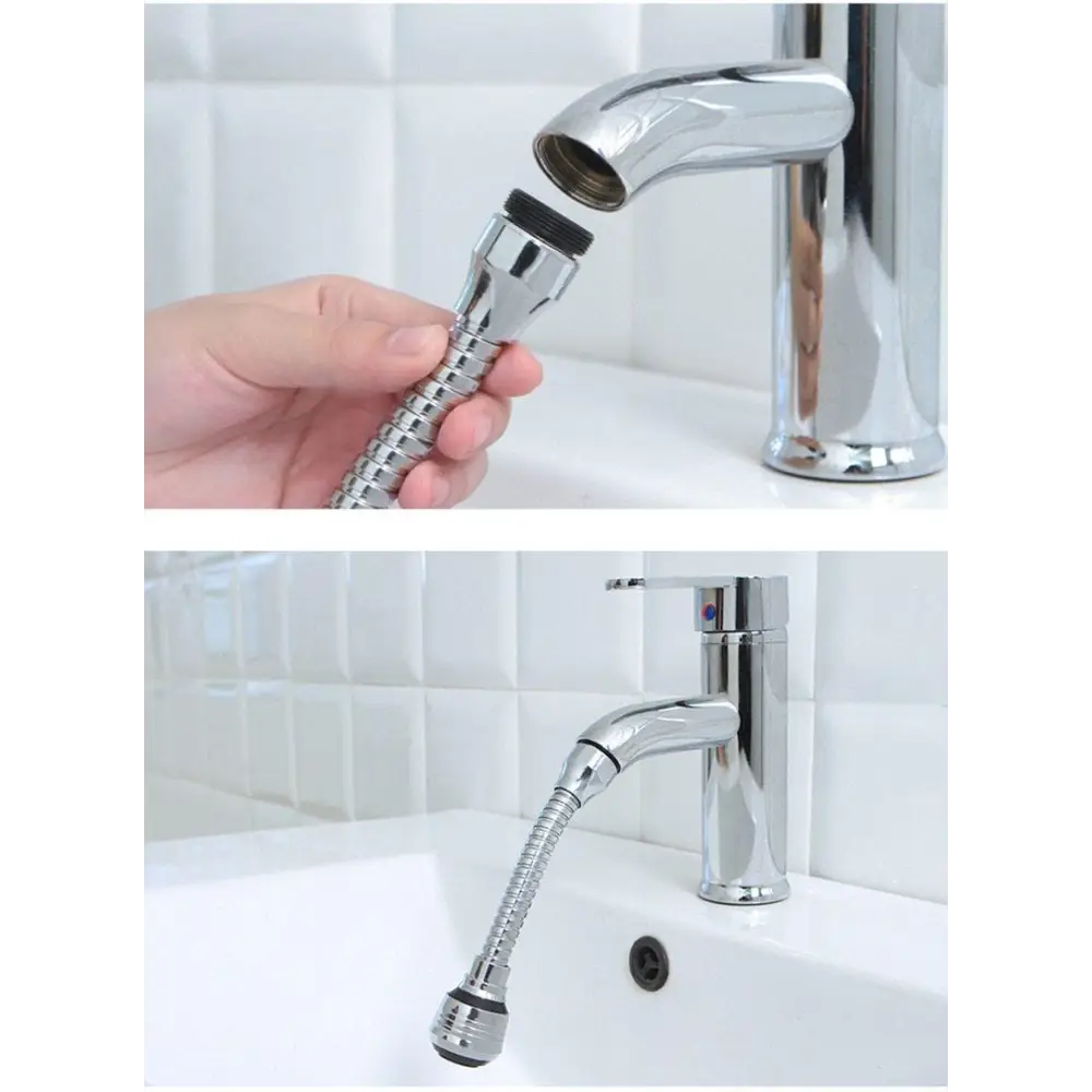 360 Degree Kitchen Sink Tap Faucet Extender Universal Stainless Steel Faucet Extender with Flexible Swivel Tap Aerator