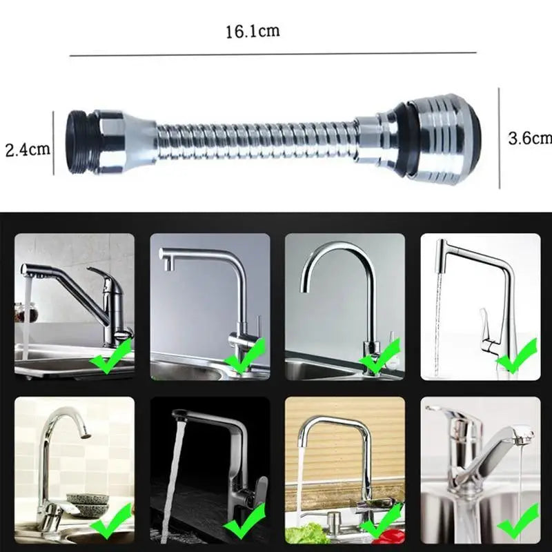 360 Degree Kitchen Sink Tap Faucet Extender Universal Stainless Steel Faucet Extender with Flexible Swivel Tap Aerator