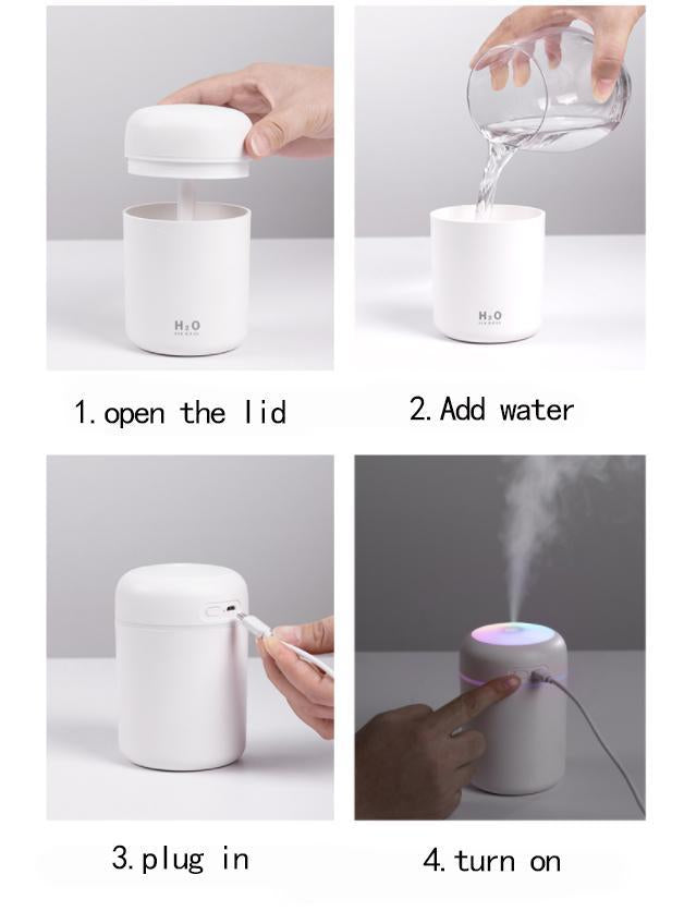 Modern Mini Portable Humidifier Aroma Oil Diffuser With Two Spraying Modes and Automatic Off Function In Several Modern Colors