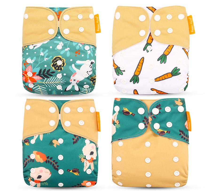 4pcs/set Washable Eco-Friendly Cloth Diaper Cover Adjustable Nappy Cloth Diapers Cloth Nappy For Baby Boys and Grils Baby