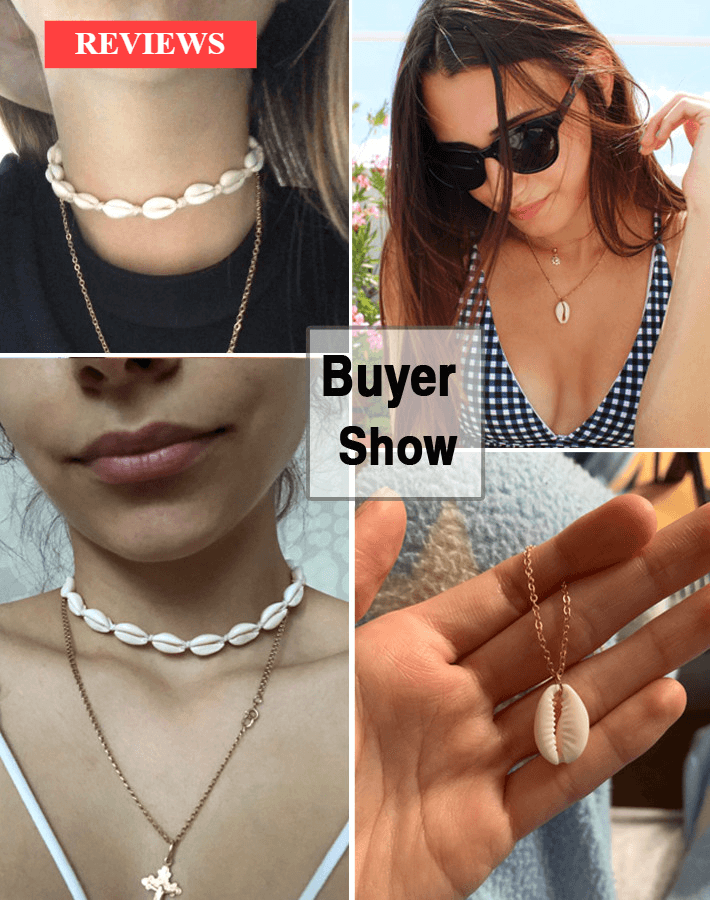 Handmade Luxury Modern Summer Beach Trend Style Bohemian Cowrie Conch Shell Pendant Necklace for Women