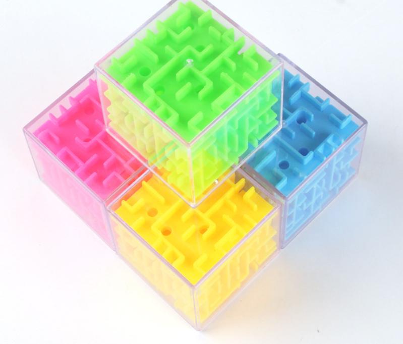 3D Maze Magic Cube Transparent Six-sided Puzzle Speed Cube Rolling Ball Game Maze Toys for Children Educational