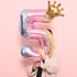 Luxury Gradient Modern 32inch Rainbow number Foil Balloons For Birthday party Decorations Kids Rose Ballons With Crown From 0-9 Numbers