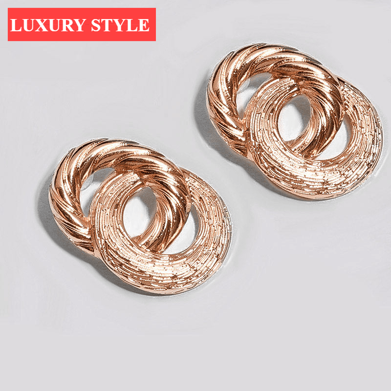 Vintage Fashion Gold Big Pendant Earrings for Women Geometry Crossed Metal Loops Drop Earrings Women Jewelry