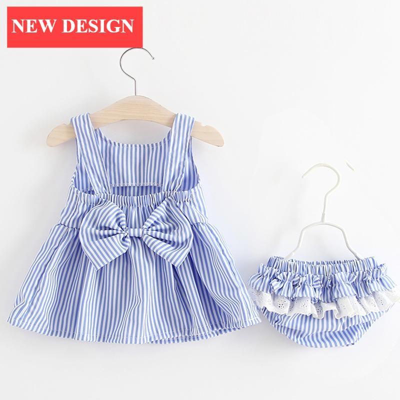 Luxury Modern Baby Girls Dresses With Hat 2pcs Clothes Sets Kids Clothes Baby Sleeveless Dress Print Floral Fruit Design Style