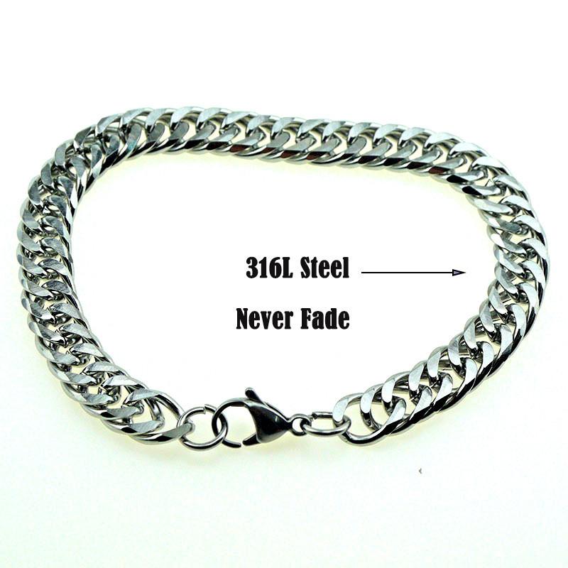 Luxury Miami Stainless Steel Chain Bracelets For  Men Flat Curb Bracelet Hip Hop Rock Sports Jewelry Style