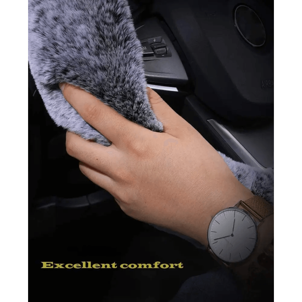 3Pcs Set Winter Fashion Wool Fur Soft Furry Car Steering Wheel Covers 16 Colors Winter Universal Hand Brake Gear Cover