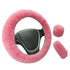 3Pcs Set Winter Fashion Wool Fur Soft Furry Car Steering Wheel Covers 16 Colors Winter Universal Hand Brake Gear Cover