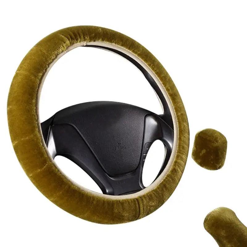 Car Steering Wheel Cover 16 colors Winter Universal Hand Brake Gear Position Gear Three-piece Fur Cover Car Interior Accessories