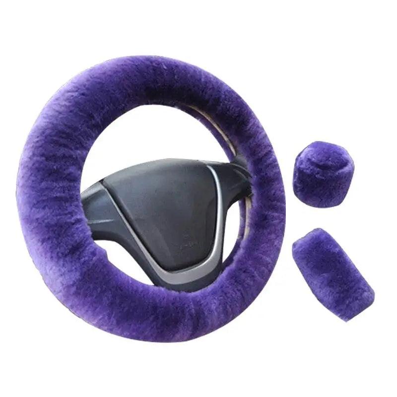 Car Steering Wheel Cover 16 colors Winter Universal Hand Brake Gear Position Gear Three-piece Fur Cover Car Interior Accessories