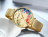 Womens Watches With Decoupage Flower Patterns And Details Of Large Roman Numbers