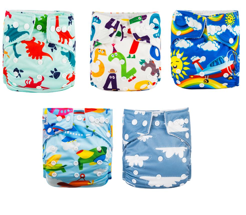 Modern Luxury Printed Baby Nappy 5pcs/Lot Washable Diapers Good Quality Pocket Diaper For Kids