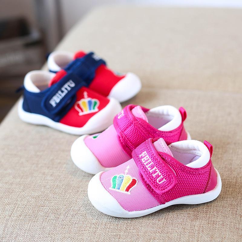 Unisex Blue Pink Baby Toddler Shoes Soft Soled Shoe Baby Autumn No-slip Everyday Wear Casual Style Sneakers