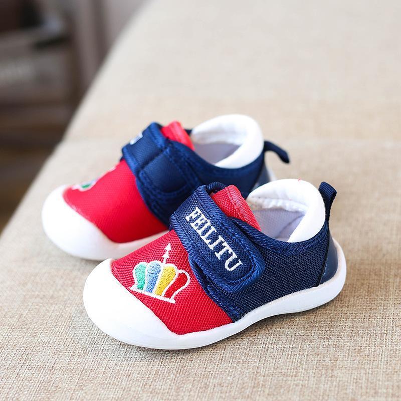 Unisex Blue Pink Baby Toddler Shoes Soft Soled Shoe Baby Autumn No-slip Everyday Wear Casual Style Sneakers